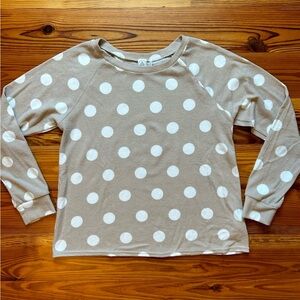 Khaki and White Polka Dot Sweater, size medium
